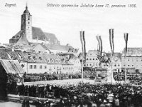 Trg bana Jelačića (tada Harmica) 17. prosinca 1866. godine, otkrivanje spomenika bana Jelačića.jpg